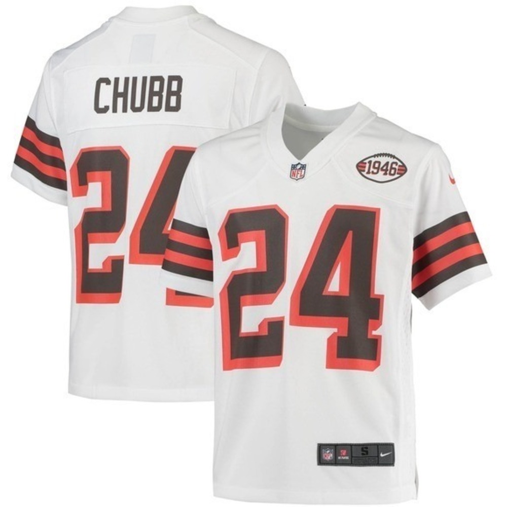 Nike Cleveland Browns Nick Chubb 24 Youth Jersey White NFL Football Size XL NWT